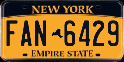 NY license plate FAN6429