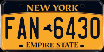 NY license plate FAN6430