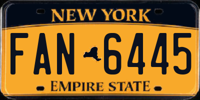 NY license plate FAN6445