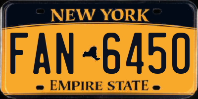 NY license plate FAN6450