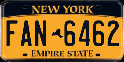 NY license plate FAN6462