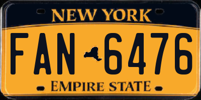 NY license plate FAN6476