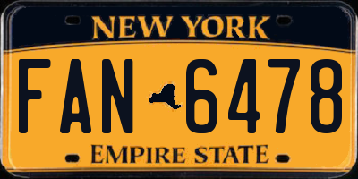 NY license plate FAN6478