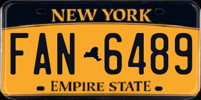 NY license plate FAN6489