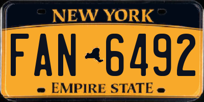 NY license plate FAN6492