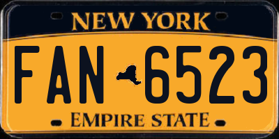 NY license plate FAN6523