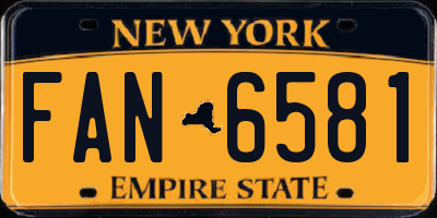 NY license plate FAN6581