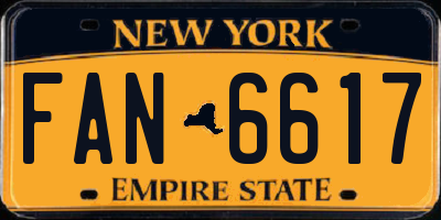 NY license plate FAN6617