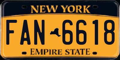 NY license plate FAN6618