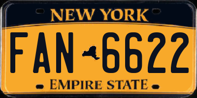 NY license plate FAN6622