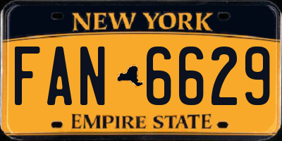 NY license plate FAN6629