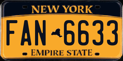 NY license plate FAN6633