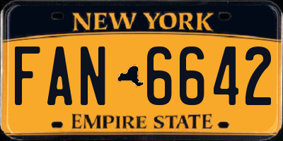 NY license plate FAN6642