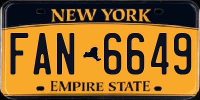 NY license plate FAN6649