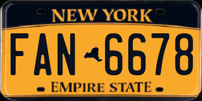 NY license plate FAN6678