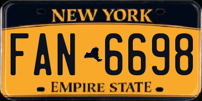NY license plate FAN6698