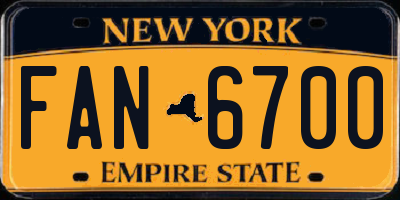 NY license plate FAN6700