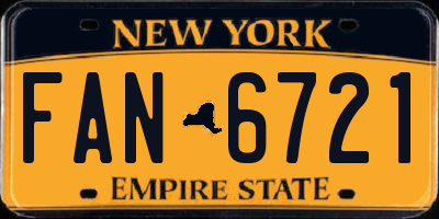 NY license plate FAN6721
