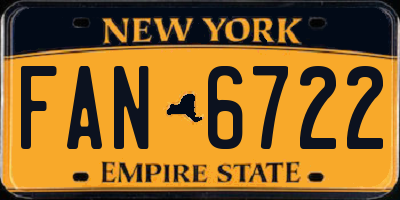 NY license plate FAN6722