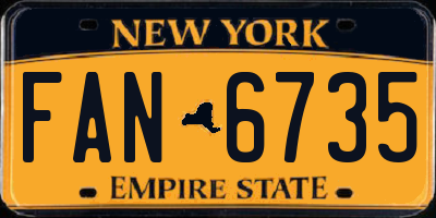 NY license plate FAN6735