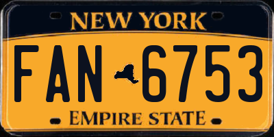 NY license plate FAN6753