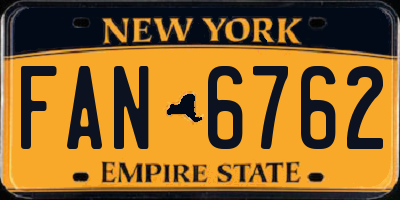 NY license plate FAN6762