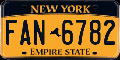 NY license plate FAN6782