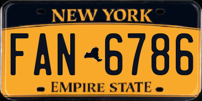 NY license plate FAN6786