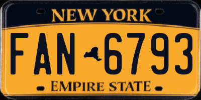 NY license plate FAN6793