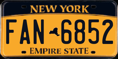 NY license plate FAN6852
