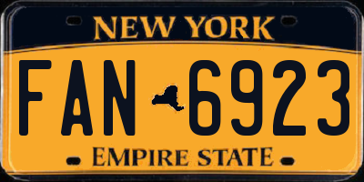 NY license plate FAN6923