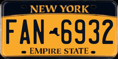 NY license plate FAN6932