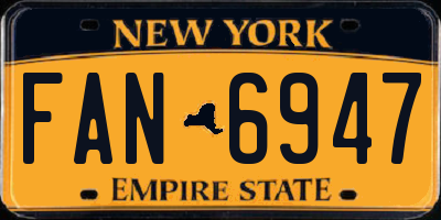 NY license plate FAN6947