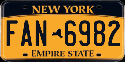 NY license plate FAN6982