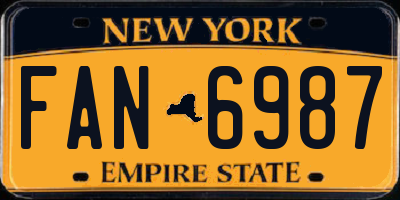 NY license plate FAN6987