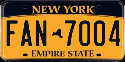 NY license plate FAN7004