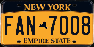 NY license plate FAN7008