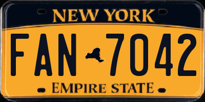 NY license plate FAN7042