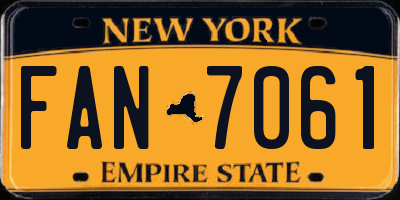 NY license plate FAN7061