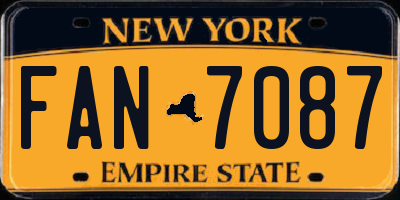 NY license plate FAN7087