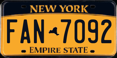 NY license plate FAN7092