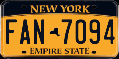 NY license plate FAN7094