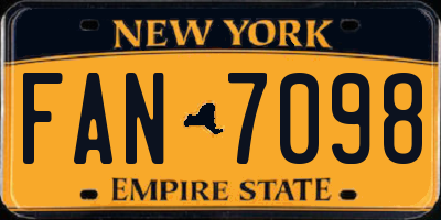 NY license plate FAN7098