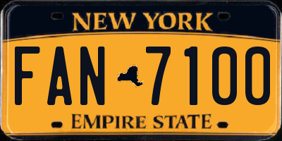 NY license plate FAN7100