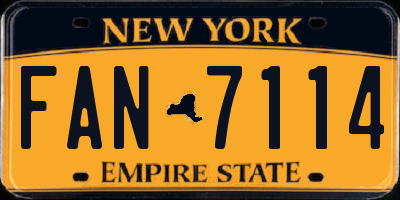 NY license plate FAN7114