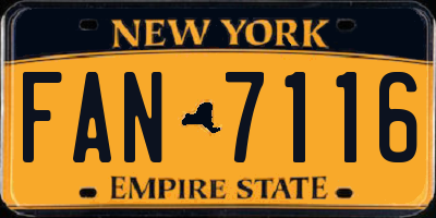 NY license plate FAN7116