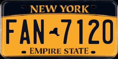 NY license plate FAN7120