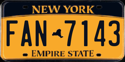 NY license plate FAN7143