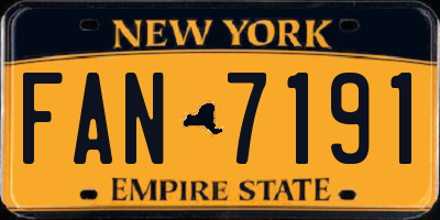 NY license plate FAN7191