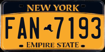 NY license plate FAN7193